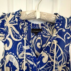 Lane Bryant Ruffle Sundress Blue and White Size 18/20